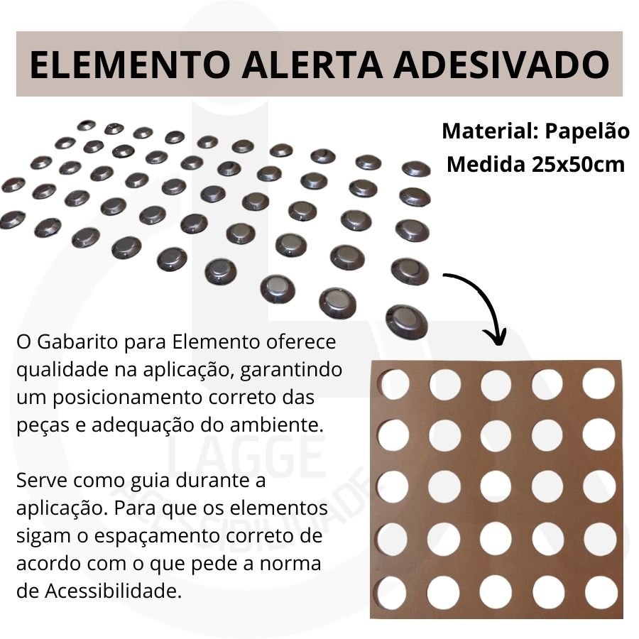 Elemento Tátil Alerta Inox Adesivado - 6