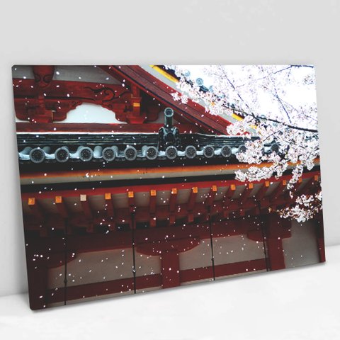 Quadro Decorativo em Canvas Templo Japão - Moldura Madeira - 120 x 80cm
