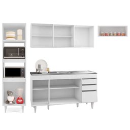 Armário de Cozinha Modulada 4 Peças CP12 com Pia Inox Branco - Lumil Lumil Móveis - 5