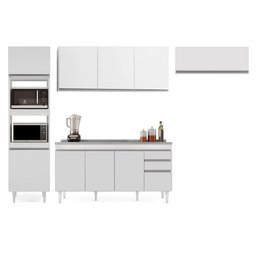Armário de Cozinha Modulada 4 Peças CP12 com Pia Inox Branco - Lumil Lumil Móveis - 6