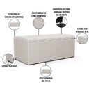 Ver mais imagens de Kit Cabeceira Cama Box Solteiro 100cm Calçadeira Recamier Baú Dália W01 Linho Champagne - Lyam