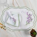 Ver imagem 1 de Kit 12 Jogos Americanos Guardanapos de Mesa Retangular Bordado Lavanda - Branco