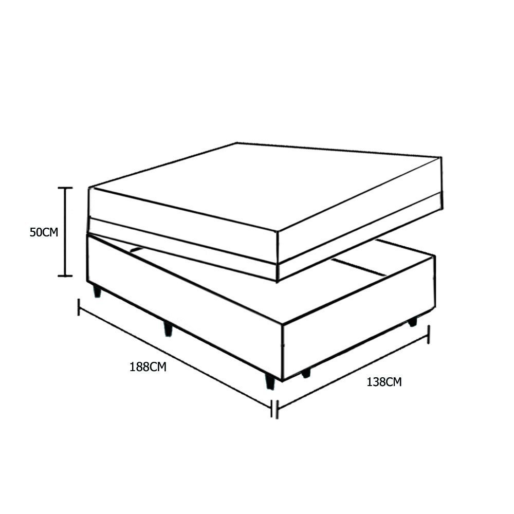 Cama Box Com Baú Casal Sintético + Colchão De Espuma D33 - Ortobom - ISO 100 138cm - Branco - 2