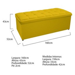 Kit Cabeceira e Calçadeira Copenhague 160 cm Queen Size Corano Amarelo - ADJ Decor - 6 Kit Cabeceira e Calçadeira Copenhague 160 cm Queen Size Corano Amarelo - ADJ Decor - 6