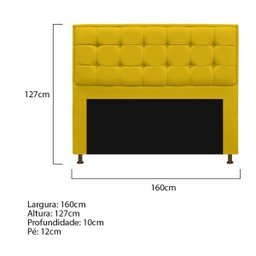 Kit Cabeceira e Calçadeira Copenhague 160 cm Queen Size Corano Amarelo - ADJ Decor - 5 Kit Cabeceira e Calçadeira Copenhague 160 cm Queen Size Corano Amarelo - ADJ Decor - 5