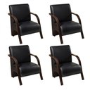 Ver imagem 1 de Kit 4 Poltronas 1 Lugar Vênus Madeira Courino Preto