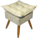 Ver imagem 1 de Puff Decorativo Quadrado para Sala Quarto Penteadeira Recepção Alice Suede Bege Pés Palito