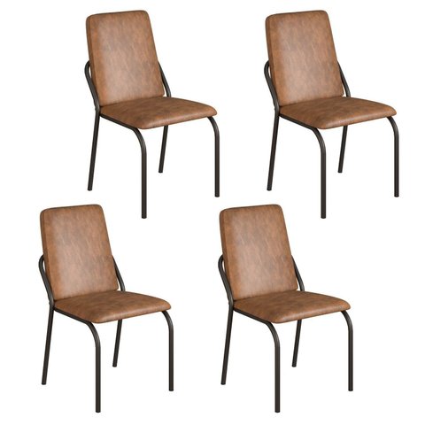 Kit 4 Cadeiras para Sala de Jantar Malibu Marrom/Preto Fosco