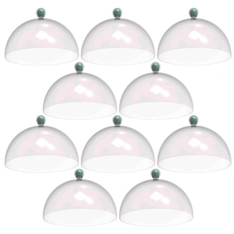 Kit 8 Cúpulas de Plástico 30cm Bolos Tortas Doces Padaria Café Hotel Verde Menta Crippa