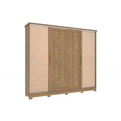 Guarda Roupa 4 Portas de Correr e 4 Gavetas C/ Pés Cb03n565 Flex Nogueira/macadamia ou Verde -