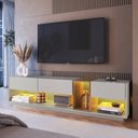 Ver imagem 5 de Rack para Tv 65" 180x36,6x45,5cm 3 Gavetas Nicho Iluminação Led Rgb Mel Arenas