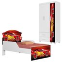Ver imagem 1 de Guarda Roupa Infantil 3 Portas 2 Gavetas e Mini Cama Infantil 153x79 MDF Vermelho Decmade