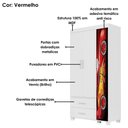 Ver imagem 5 de Guarda Roupa Infantil 3 Portas 2 Gavetas e Mini Cama Infantil 153x79 MDF Vermelho Decmade