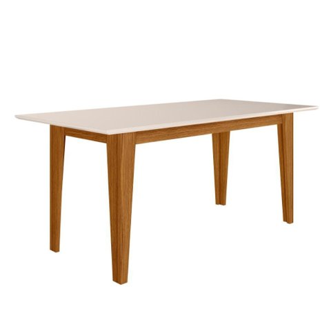 Mesa de Jantar Tampo sem Vidro 6 Lugares 160x90 cm Liz Freijó Off White Poliman