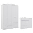 Ver imagem 1 de Jogo de Quarto Infantil Encanto Guarda Roupa e Cômoda Branco - Permóbili Baby