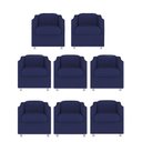 Ver imagem 1 de Kit 8 Poltronas Decorativa Bia Suede Azul Marinho - Twdecora
