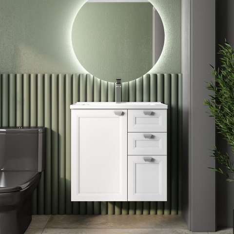 Balcão Banheiro com Pia 2 Portas 2 Gavetas Branco Bertolini