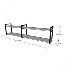 Prateleira industrial banheiro aço cor preto 180x30x40cm (C)x(L)x(A) cor mdf preto modelo ind40pb - 2