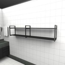 Prateleira industrial banheiro aço cor preto 180x30x40cm (C)x(L)x(A) cor mdf preto modelo ind40pb - 1
