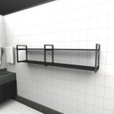 Ver imagem 1 de Prateleira industrial banheiro aço cor preto 180x30x40cm (C)x(L)x(A) cor mdf preto modelo ind40pb