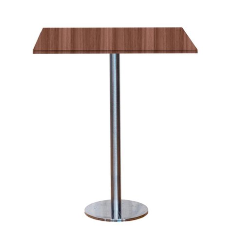 Mesa Pisa Beta Bistrô Fratini 107,50cm (a) Disco Redondo Inox Tampo Mdp Quadrado Walnut 80cm (l)