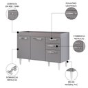 Ver imagem 3 de Balcão Gabinete para Pia 120cm 3 Portas sem Tampo Suécia Cinza - Lumil Lumil Móveis