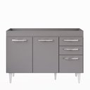 Ver imagem 7 de Balcão Gabinete para Pia 120cm 3 Portas sem Tampo Suécia Cinza - Lumil Lumil Móveis