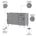 Ver imagem 3 de Balcão Gabinete para Pia 120cm 3 Portas sem Tampo Suécia Cinza - Lumil Lumil Móveis