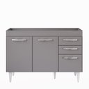 Ver imagem 7 de Balcão Gabinete para Pia 120cm 3 Portas sem Tampo Suécia Cinza - Lumil Lumil Móveis