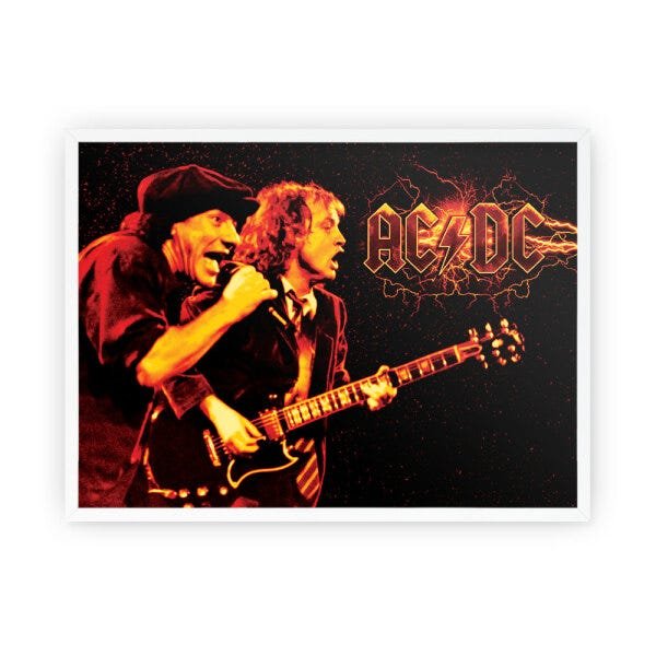Quadro Decorativo A3 Ac/Dc Rock Banda Poster Moldura Branca Decoração ...