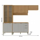 Ver imagem 3 de Cozinha Compacta Modulada 4 Peças 270cm 10 Portas e 2 Gavetas Colors Marrom Freijó/Cinza Chalck