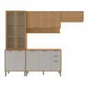 Ver imagem 2 de Cozinha Compacta Modulada 4 Peças 270cm 10 Portas e 2 Gavetas Colors Marrom Freijó/Cinza Chalck