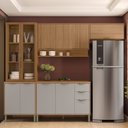 Ver imagem 6 de Cozinha Compacta Modulada 4 Peças 270cm 10 Portas e 2 Gavetas Colors Marrom Freijó/Cinza Chalck