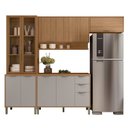 Ver imagem 7 de Cozinha Compacta Modulada 4 Peças 270cm 10 Portas e 2 Gavetas Colors Marrom Freijó/Cinza Chalck