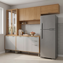 Ver imagem 1 de Cozinha Compacta Modulada 4 Peças 270cm 10 Portas e 2 Gavetas Colors Marrom Freijó/Cinza Chalck