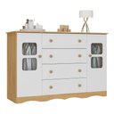 Ver imagem 2 de Cômoda Infantil 125cm 2 Portas com Vidro e 4 Gavetas Serena Multimóveis Mp4435 Madeirado/branco