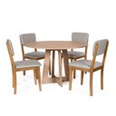 Ver imagem 1 de Mesa de Jantar Redonda Montreal Jade com 4 Cadeiras Estofadas Ella Cinza Claro