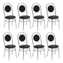 Ver imagem 3 de Conjunto 8 Cadeiras para Cozinha Cromado/Preto