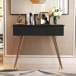 Aparador Buffet Paris 3 Gavetas Retrô com Pés de Madeira Preto