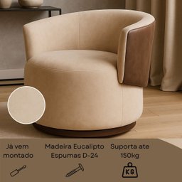 Poltrona Orgânica Compose para Sala Quarto Recepção Suede Corino Liz Confortável Elegante - 4