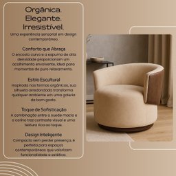 Poltrona Orgânica Compose para Sala Quarto Recepção Suede Corino Liz Confortável Elegante - 5