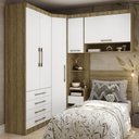 Ver imagem 2 de Quarto de Canto Solteiro com Guarda Roupas Cabeceira Paris Luciane Móveis