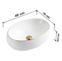 Ver imagem 5 de Cuba Cerâmica Sobrepor Oval Borda Dourada 48x35x14,5