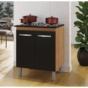 Ver imagem 1 de Balcão para Cooktop 4 Bocas Jade 70cm 2 Portas 1 Prateleira - Savana/preto Móblis