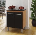 Ver imagem 1 de Balcão para Cooktop 4 Bocas Jade 70cm 2 Portas 1 Prateleira - Savana/preto Móblis