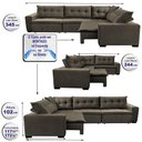 Ver mais imagens de Sofa de Canto Retrátil e Reclinável com Molas Cama Inbox Oklahoma 3,45x2,41 ou 2,41x3,45 Café