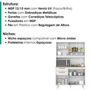 Ver imagem 4 de Kit Cozinha 6 Portas 2 Gavetas 120 cm Prisma Branco Absoluto Zanz