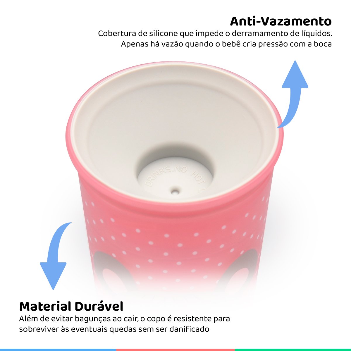 Copo Infantil Transição Para Bebês 12 Meses 360 Antivazamento Grande 235 mL  Clingo - Dino