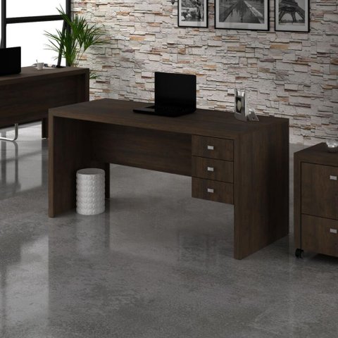 Mesa de Escritório ME4113 com 3 Gavetas - Rústico
