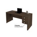 Ver imagem 3 de Mesa de Escritório ME4113 com 3 Gavetas - Rústico